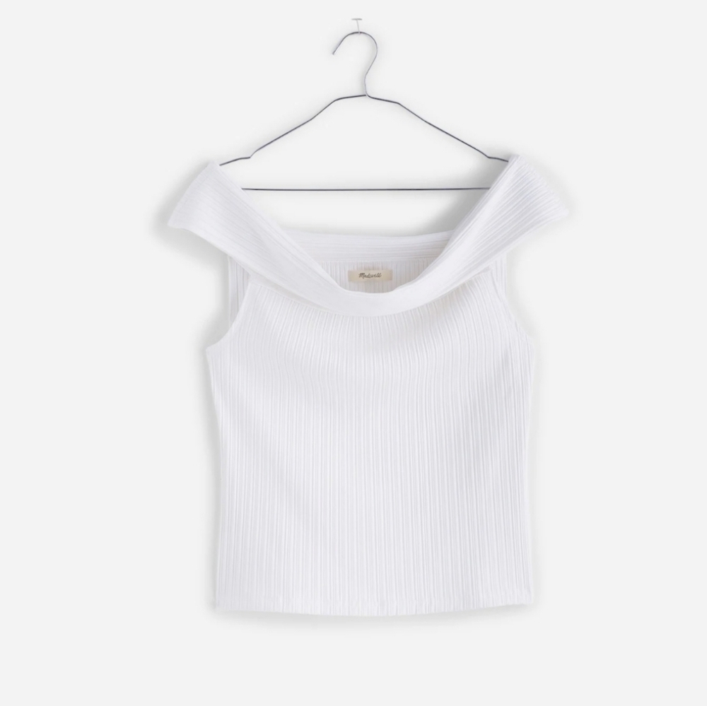 Madewell Ribbed Off-the-Shoulder Top white medium $62 - Picture 1 of 8